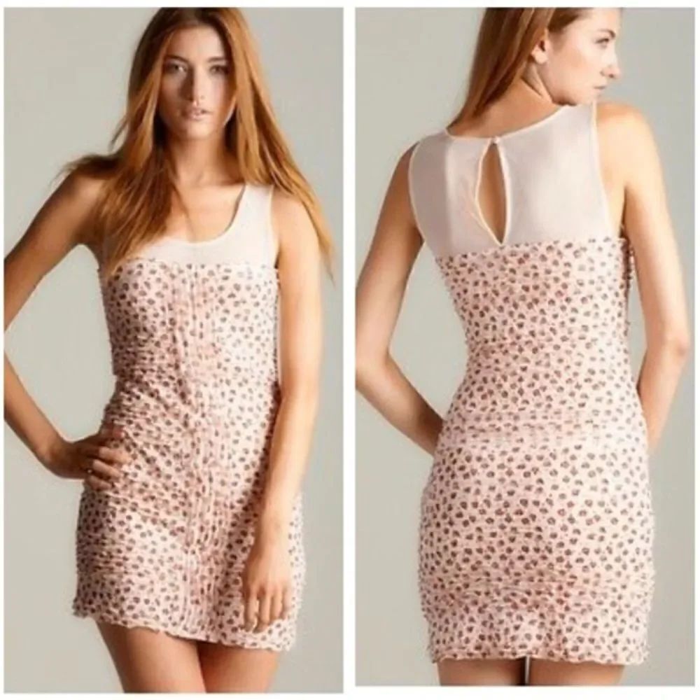 Free People Shimmy Bodycon Floral Blush Combo Dress Small
